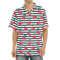 Cherry Striped Pattern Print Aloha Shirt