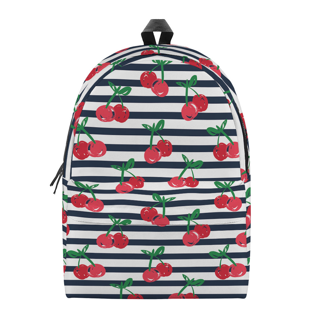 Cherry Striped Pattern Print Backpack