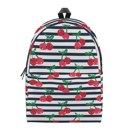 Cherry Striped Pattern Print Backpack