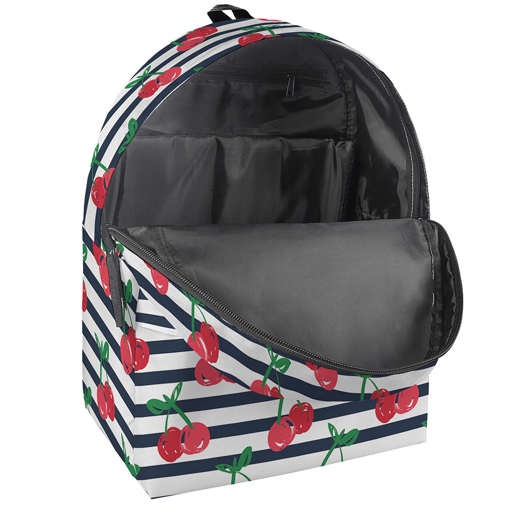 Cherry Striped Pattern Print Backpack