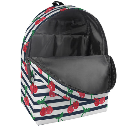 Cherry Striped Pattern Print Backpack