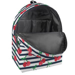 Cherry Striped Pattern Print Backpack