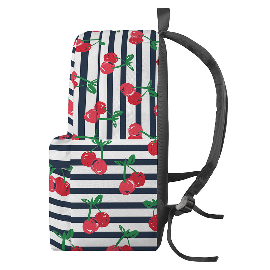 Cherry Striped Pattern Print Backpack