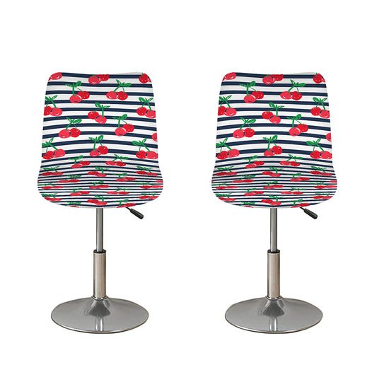 Cherry Striped Pattern Print Bar Stool Covers