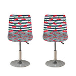 Cherry Striped Pattern Print Bar Stool Covers