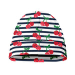 Cherry Striped Pattern Print Beanie