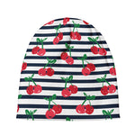 Cherry Striped Pattern Print Beanie