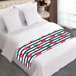 Cherry Striped Pattern Print Bed Runner