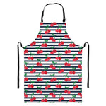 Cherry Striped Pattern Print Bib Apron With Pocket
