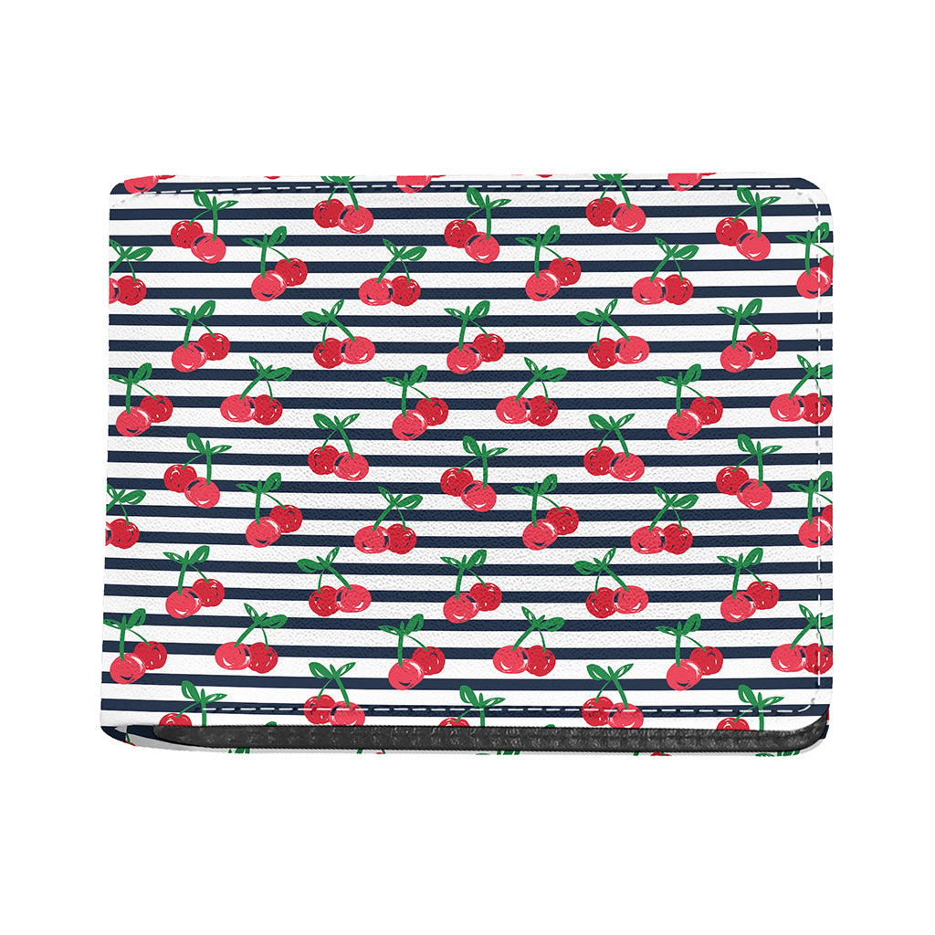 Cherry Striped Pattern Print Bifold Wallet