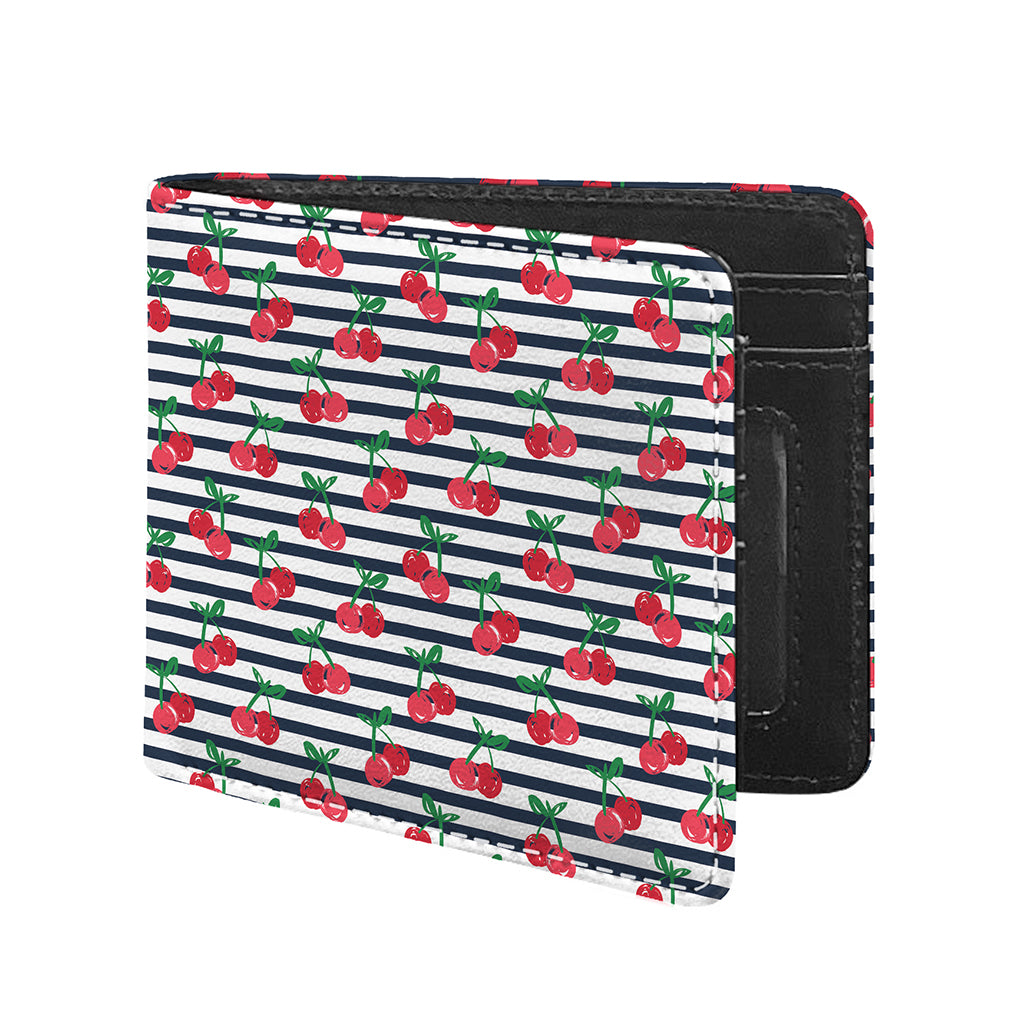 Cherry Striped Pattern Print Bifold Wallet