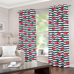 Cherry Striped Pattern Print Blackout Grommet Curtains