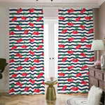 Cherry Striped Pattern Print Blackout Pencil Pleat Curtains