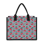 Cherry Striped Pattern Print Canvas Tote Bag