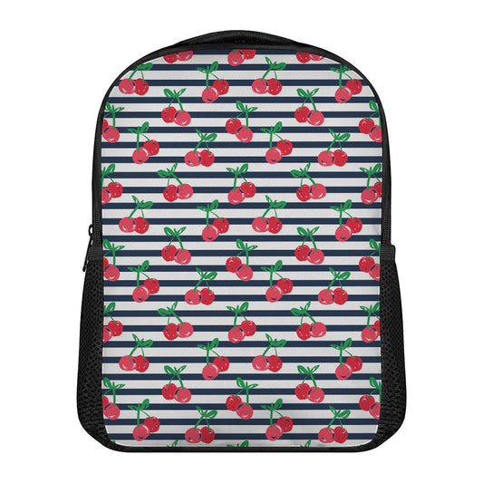 Cherry Striped Pattern Print Casual Backpack