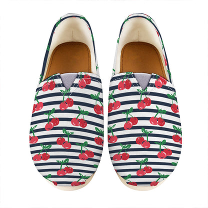 Cherry Striped Pattern Print Casual Shoes