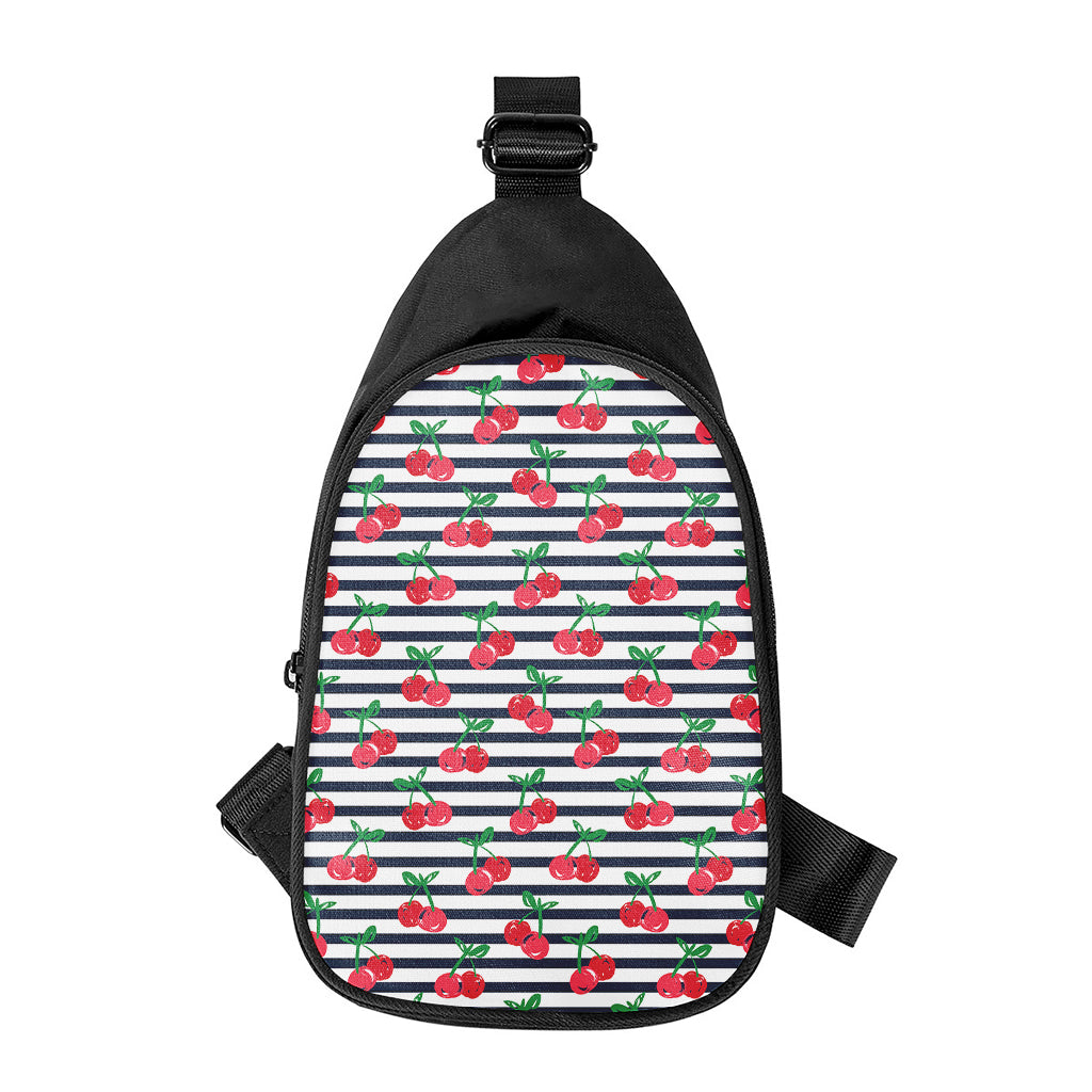Cherry Striped Pattern Print Chest Bag