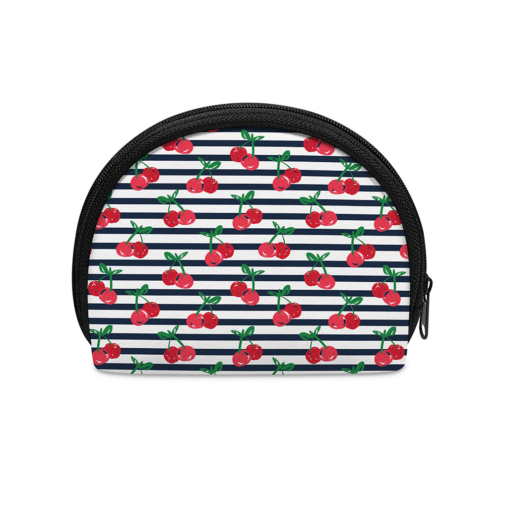Cherry Striped Pattern Print Coin Purse