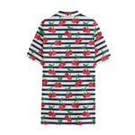 Cherry Striped Pattern Print Cotton Hawaiian Shirt