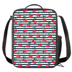 Cherry Striped Pattern Print Crossbody Lunch Bag