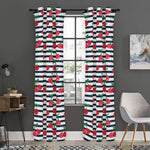 Cherry Striped Pattern Print Curtain