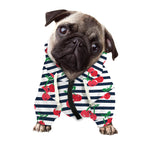 Cherry Striped Pattern Print Dog Zip Up Hoodie