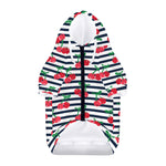 Cherry Striped Pattern Print Dog Zip Up Hoodie