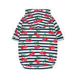 Cherry Striped Pattern Print Dog Zip Up Hoodie