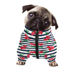 Cherry Striped Pattern Print Dog Zip Up Jacket