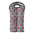 Cherry Striped Pattern Print Double Neoprene Wine Tote