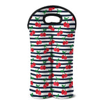 Cherry Striped Pattern Print Double Neoprene Wine Tote