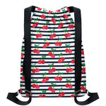 Cherry Striped Pattern Print Drawstring Backpack