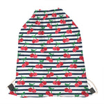 Cherry Striped Pattern Print Drawstring Bag