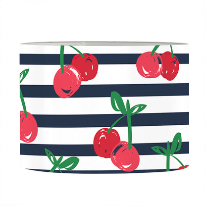 Cherry Striped Pattern Print Drum Lamp Shade