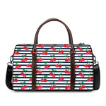Cherry Striped Pattern Print Duffle Bag