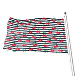 Cherry Striped Pattern Print Flag
