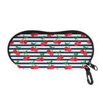 Cherry Striped Pattern Print Glasses Case