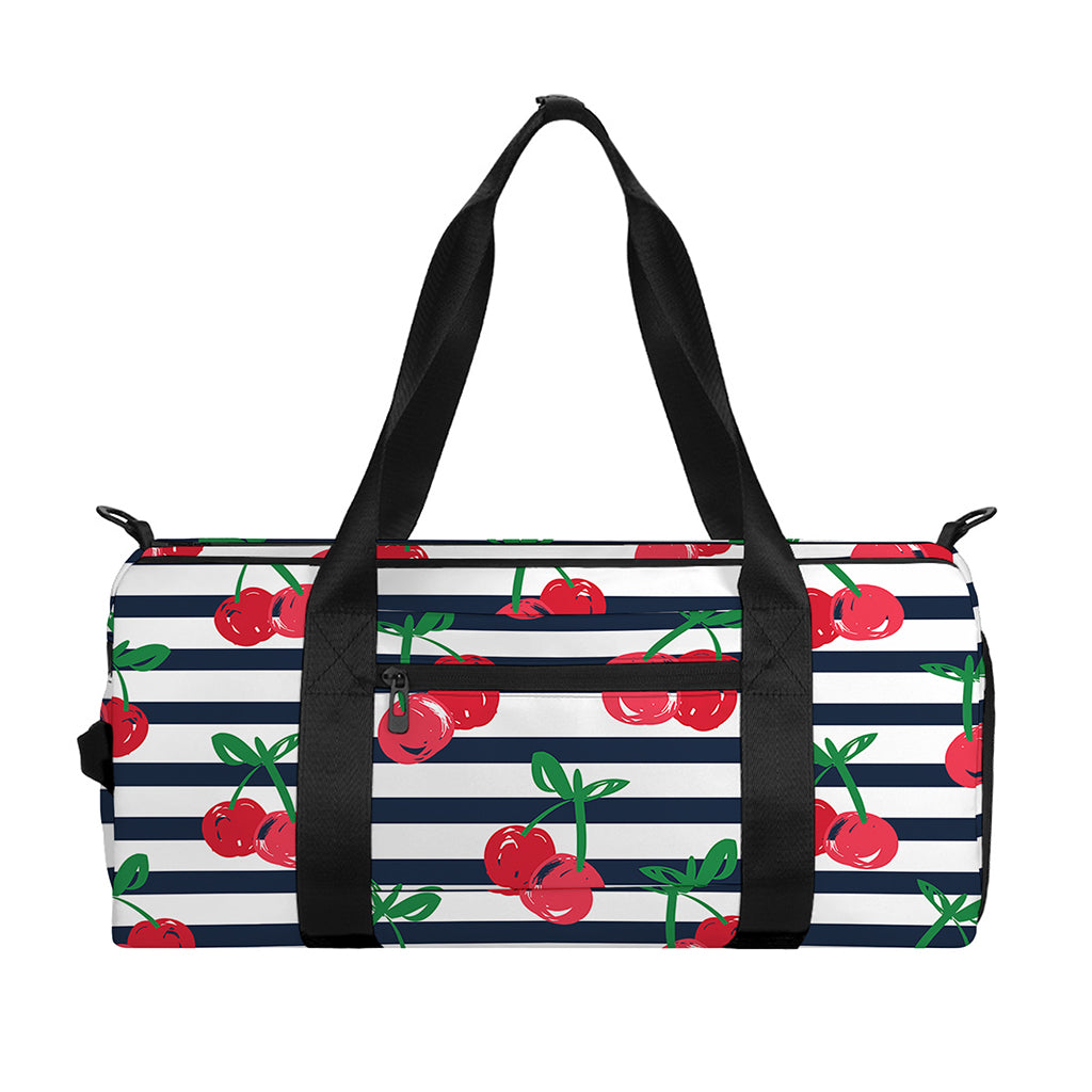 Cherry Striped Pattern Print Gym Bag