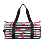Cherry Striped Pattern Print Gym Bag
