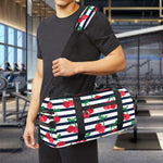 Cherry Striped Pattern Print Gym Bag