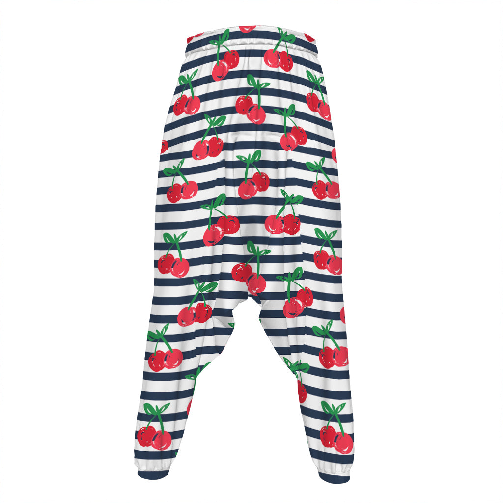 Cherry Striped Pattern Print Hammer Pants