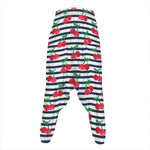 Cherry Striped Pattern Print Hammer Pants