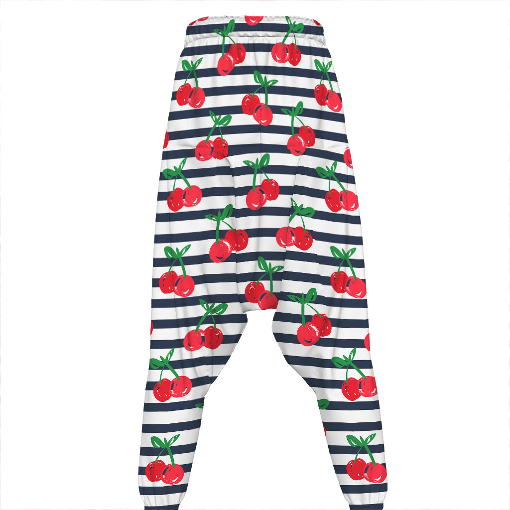 Cherry Striped Pattern Print Hammer Pants