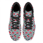 Cherry Striped Pattern Print High Top Leather Sneakers