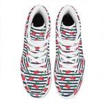 Cherry Striped Pattern Print High Top Leather Sneakers