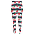 Cherry Striped Pattern Print High-Waisted Pocket Leggings