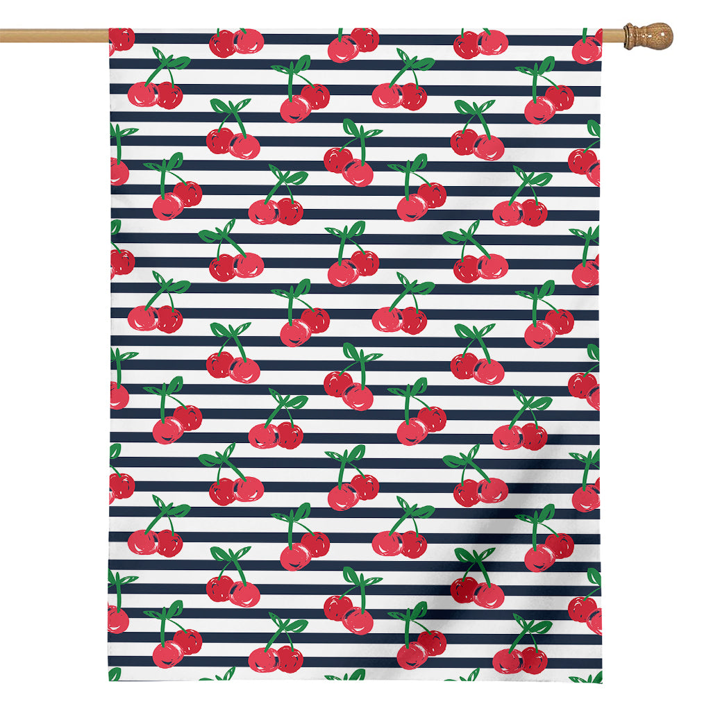 Cherry Striped Pattern Print House Flag