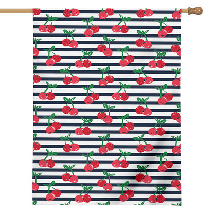 Cherry Striped Pattern Print House Flag