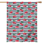 Cherry Striped Pattern Print House Flag