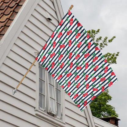 Cherry Striped Pattern Print House Flag